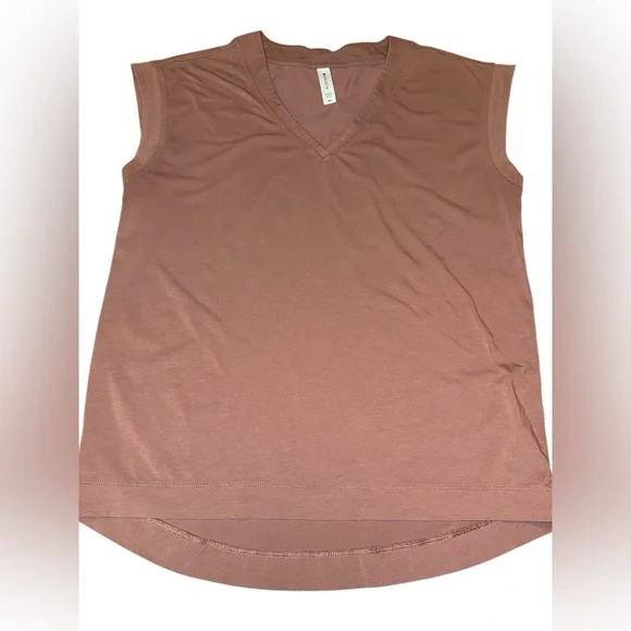 Athleta V-Neck Tank Brown Women’s XS Droptail Hem Summer Casual Athleisure Soft - Picture 2 of 7